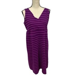 Eddie Bauer Sleeveless Midi Dress Sz Large Striped Purple Activewear